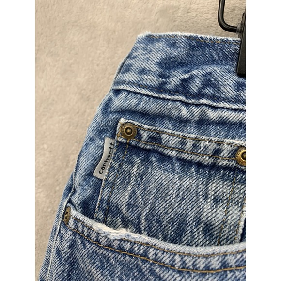 Carhartt Jeans Men 34x30 Blue Relaxed Workwear Distressed Fade Holes B17 - Picture 6 of 12